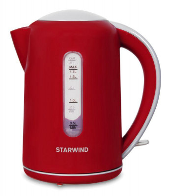 Чайник электрический SKG1021 1.7л 2200Вт (корпус: пластик) красн./сер. STARWIND 1432725