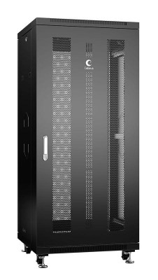 Шкаф монтажный телекоммуникационный напольный ND-05C-27U60/80-BK 19дюйм для распред. и серверн. оборудования 27U 600х800х1388мм передн. и задн. перфорир. двери ручка с замком черн. (RAL 9004) Cabeus 8564c