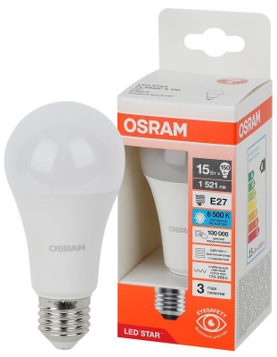 Лампа светодиодная LED Star 15Вт грушевидная 6500К E27 1521лм (замена 150Вт) OSRAM 4058075695443