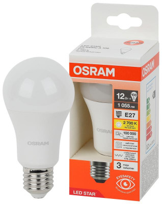 Лампа светодиодная LED Star 12Вт грушевидная 2700К E27 1055лм (замена 100Вт) OSRAM 4058075695290