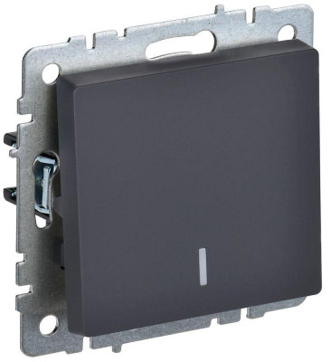Выключатель проходной 1-кл. СП BRITE ВС10-1-7-БрГ 10А с индик. графит IEK BR-V12-1-10-K53