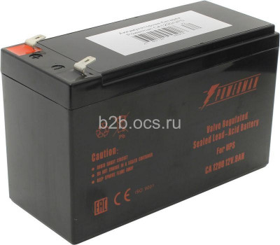 Батарея Battery CA1290 напряжение 12В емкость 9А.ч макс. ток разряда 135А макс. ток заряда 2.7А свинцово-кислотная типа AGM тип клемм F2 Д/Ш/В 151/65/94 2.51кг POWERMAN 1000425503