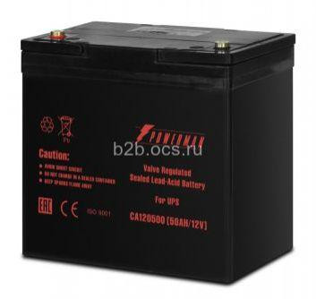 Батарея Battery CA12500 напряжение 12В емкость 50А.ч макс. ток разряда 500А макс. ток заряда 15А свинцово-кислотная типа AGM тип клемм M1 Д/Ш/В В229/138/208 16.2кг POWERMAN 1000425507
