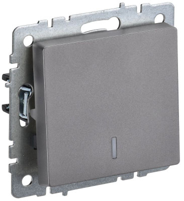 Выключатель проходной 1-кл. СП BRITE ВС10-1-7-БрС 10А с индик. механизм сталь IEK BR-V12-1-10-K46