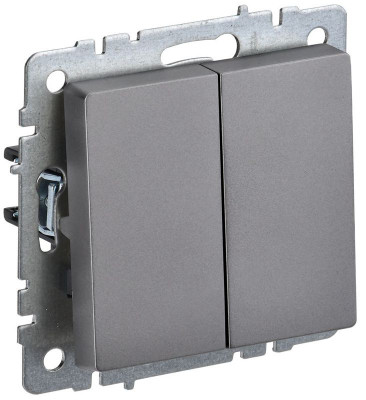 Выключатель 2-кл. СП BRITE ВС10-2-0-БрС 10А механизм сталь IEK BR-V20-0-10-K46