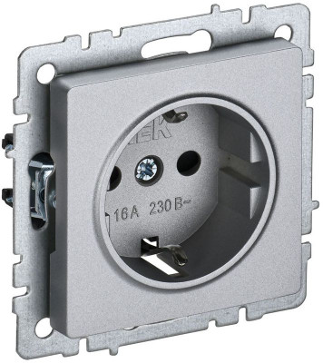 Розетка BRITE РС14-1-0-БрА 16А с заземл. защ. шторки механизм алюм. IEK BR-R14-16-K47