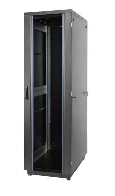 Шкаф Racknet S3000 22U 600х800 передняя дверь стекло 1-ств. задняя дверь метал. 1-ств. черн. Eurolan 60F-22-68-31BL