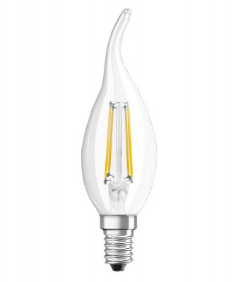 Лампа светодиодная филаментная LED SUPERSTAR+ CL BA FIL 40 dim 3.4W/927 3.4Вт 2700К тепл. бел. E14 470лм BA угол пучка 300град. 220-240В диммир. (замена 40Вт) прозр. стекло OSRAM 4058075602830