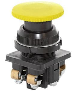 Выключатель кнопочный КЕ-191 У2 исп.1 2з гриб без фиксации IP54 10А 660В желт. Электротехник ET007541