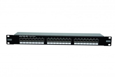 Патч-панель 19дюйм моноблочная кат.6 FTP 1U 24 порта черн. Eurolan 27B-F6-24BL