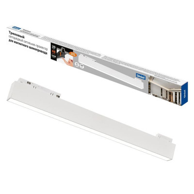 Светильник-прожектор светодиодный трековый ULB-M70-20W/4000K/35 WHITE 4000К 2000лм линейный для магнитн. шинопровода бел. Uniel UL-00008745