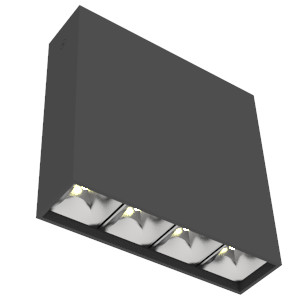 Светильник светодиодный DL-Box Reflect Multi 1х4 14Вт 4000К 150х40х150 накладной 36град. RAL9005 черн. муар диммер DALI VARTON V1-R0-90253-20D36-2001440