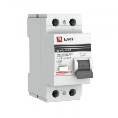 Выключатель дифференциального тока (УЗО) 2п 80А 30мА ВД-100 (электромех.) PROxima EKF elcb-2-80-30-em-pro