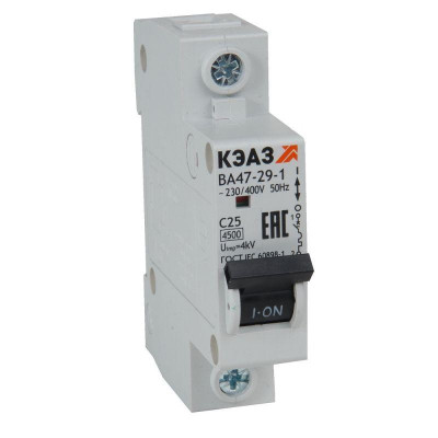 Выключатель автоматический модульный ВА47-29-1D5-УХЛ3 (4.5кА) КЭАЗ 318221