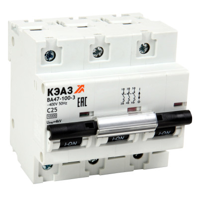 Выключатель автоматический модульный ВА47-100-3C125-УХЛ3 (10кА) КЭАЗ 318175