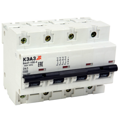 Выключатель автоматический модульный ВА47-100-4D50-УХЛ3 (10кА) КЭАЗ 318152