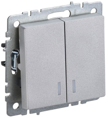 Выключатель 2-кл. СП BRITE ВС10-2-1-БрА 10А с индик. механизм алюм. IEK BR-V20-1-10-K47