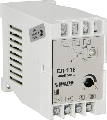 Реле контроля трехфазного напряжения ЕЛ-11Е 400В 50Гц задержка срабатывания 0.1...10с ток контактов исполнительного реле 5А 1з+1р УХЛ4 Реле и автоматика A8222-77135143