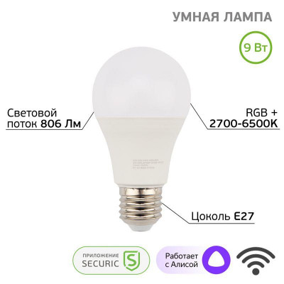 Лампа светодиодная Умная Wi-Fi SECURIC SEC-HV-601