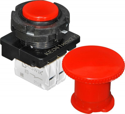 Выключатель кнопочный КЕ-041 исп.2 толкатель цилиндр. фальшкнопка грибовидная 1з+1р 10А d посадочного отверстия 30мм УХЛ3 IP40 красн. Реле и Автоматика A8012-T34232538