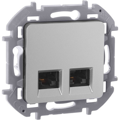 Розетка компьютерная 2-м Inspiria RJ45 кат.5E UTP сл. алюм. IEK 673837