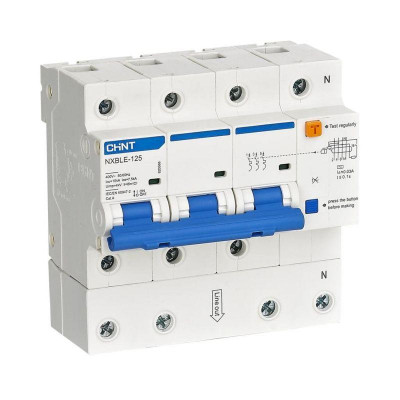 Выключатель автоматический дифференциального тока C 100А 30мА тип AC 10кА NXBLE-125 3P+N электронный (R) CHINT 820588