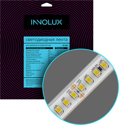 Лента светодиодная 93 542 СДЛ-2835W168-14-CRI80-IP67-24V (уп.5м) INNOLUX 93542