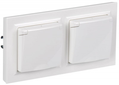 Розетка с крышкой Brite 16А IP44 РСбш10-3-44-БрБ механизм бел. в сб 2шт IEK BR-R16-16-44-2-K01-F-PRO