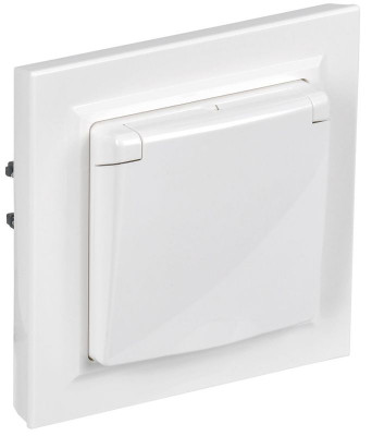 Розетка с крышкой Brite 16А IP44 РСбш10-3-44-БрБ механизм бел. в сб. IEK BR-R16-16-44-K01-F-PRO