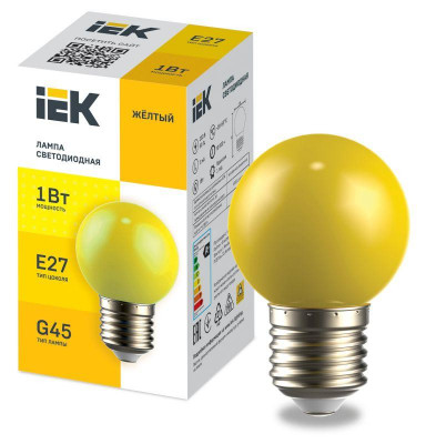 Лампа светодиодная декор. G45 1Вт шар желт. E27 230В IEK LLE-G45-1-230-Y-E27