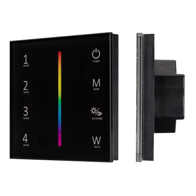 Панель SMART-P22-RGBW-G-IN Black 12-24В 4х3А Sens 2.4G IP20 пластик. Arlight 033766