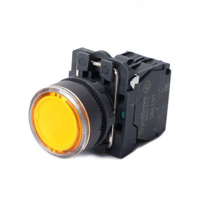 Кнопка модульная SB5 с подсветкой в сборе 22мм пластик 230-240ВAC 1НО желт. SE SB5AW35M1