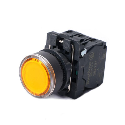 Кнопка модульная SB5 с подсветкой в сборе 22мм пластик 230-240ВAC 1НО+1НЗ желт. SE SB5AW35M5