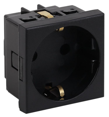 Розетка модульная с заземл. и шторками 45х45мм черн. Ruvinil АДЛ 13-900-Ч