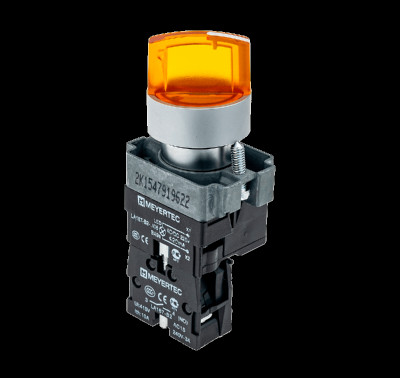 Переключатель с LED подсветкой 220В AC/DC желт. 3 полож. 1NO фикс. мет. MTB2-BK3563 ОВЕН 58226