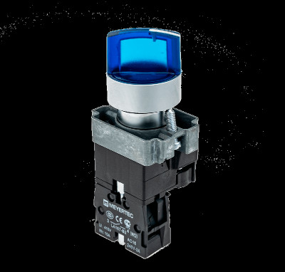 Переключатель с LED подсветкой 220В AC/DC син. 3 полож. 1NO фикс. мет. MTB2-BK3663 ОВЕН 58227