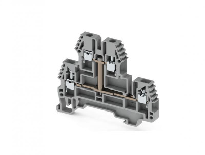 Клеммник 2-х ярусный PIK 2.5RDK 2.5кв.мм с внутр. перемычкой сер. Klemsan 325259