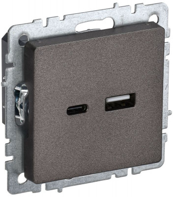 Розетка BRITE USB A+C 18Вт РЮ11-1-БрТБ механизм бронза IEK BR-U22-018-K45