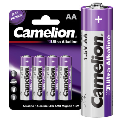 Элемент питания алкалиновый AA/LR6 1.5В Ultra BL-4 (уп.4шт) Camelion 14984