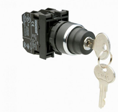 Кнопка с ключом 2-0-1 ключ вынимается в положениях 0 возврат из одного положения EMAS B101AA31