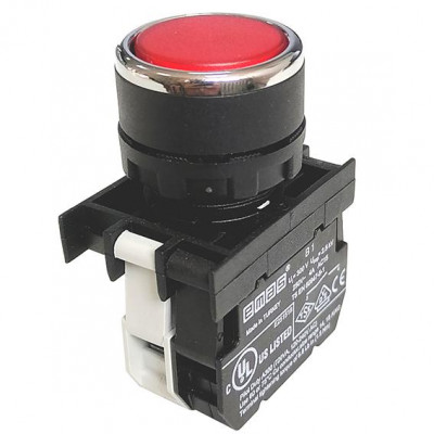 Кнопка с подсветкой-светодиод (1НО) 12-30В перем. и пост. тока красн. EMAS B160DK