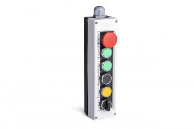 Пульт управления 6 моноблочных кнопок (аварийная переключатель желт. черн. 2 зел.) EMAS PK6SB1