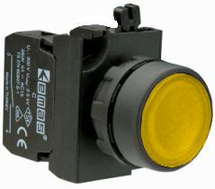 Кнопка нажимная круглая CP102DS (1НО+1НЗ) желт. EMAS CP102DS