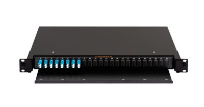 Кросс оптический 19дюйм 1U на 16 портов LC/UPC укомплектованный (8 двойных LC/UPC адаптеров) SM 9/125 OS2 выдвижной черн. NIKOMAX NMF-RP16LCUS2-TS-P1-1U-BK