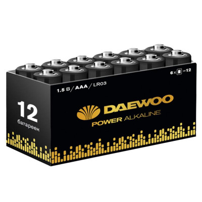 Элемент питания алкалиновый AAA/LR03 1.5В Power Alkaline Pack-12 (уп.12шт) DAEWOO 5042100