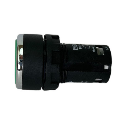 Кнопка нажимная моноблочная 22мм IP 40 1НО+1НО зел. EMAS MB101DY