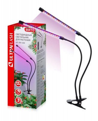 Светильник светодиодный для растений UF-781 C02 ФИТО 12 Вт на прищепке Ultraflash 14999