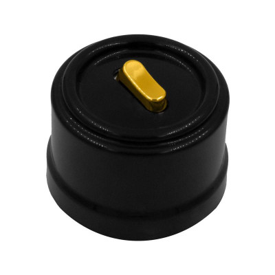 Выключатель 1-кл. ОП Лизетта 10А ретро ABS-пластик ручка золото механизм черн. Bironi B1-220-23-G