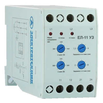 Реле контроля трехфазного напряжения ЕЛ-11 У3 400В 3А 1з+1р IP20 Электротехник ET005071