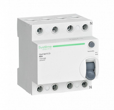 Выключатель дифференциального тока (УЗО) 4п 40А 100мА тип AC City9 Set 400В SE C9R56440